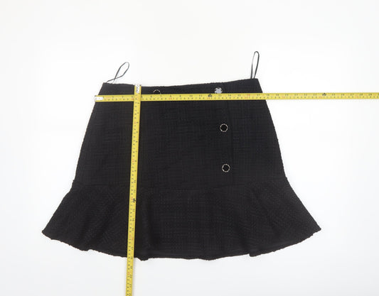 Phase Eight Women’s Black Tweed Button Trumpet Skirt UK 14