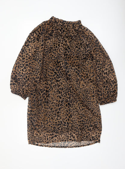 AND/OR Women's Brown Leopard Print Shift Dress Size 8
