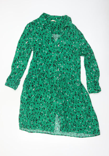 Hush Women's Green Animal Print Shirt Dress Size 6
