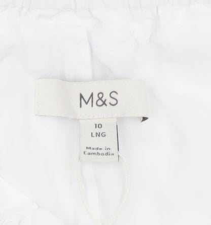 Marks and Spencer Women's White Cotton Long A-Line Skirt Size 10