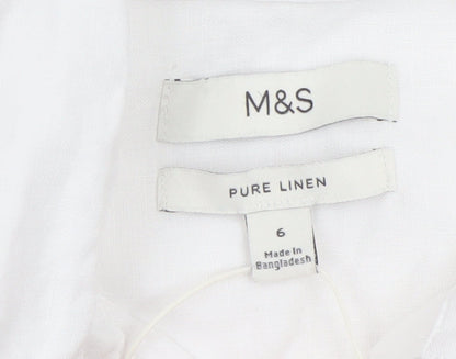 Marks and Spencer Women’s White Linen Button-Up Shirt Size 6