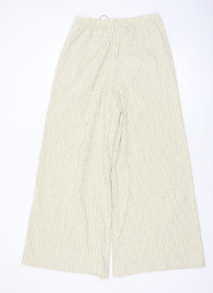 Marks and Spencer Women’s Beige Striped Wide-Leg Trousers Size 10