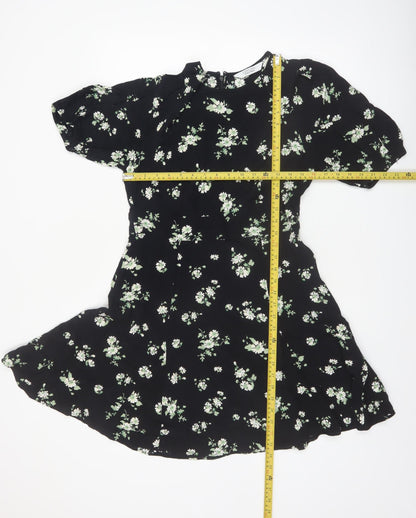 & Other Stories Women Black Floral A-Line Knee Dress Size 10