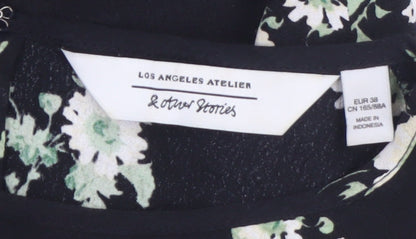 & Other Stories Women Black Floral A-Line Knee Dress Size 10
