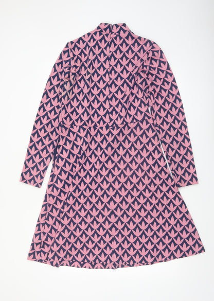 Boden Women’s Pink & Blue Geometric A-Line Dress UK 10L