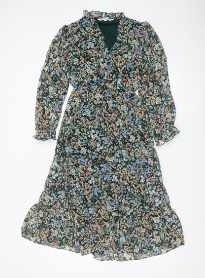 Apricot Women’s Multicoloured Floral Midi Wrap Dress Size 8