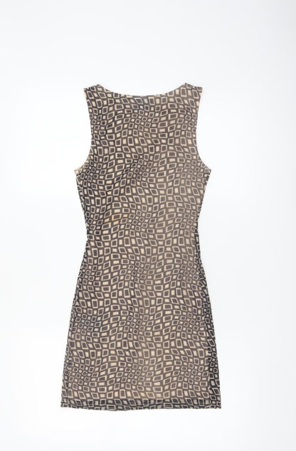 Urban Outfitters Women Beige XS Bodycon Geometric Short Dress