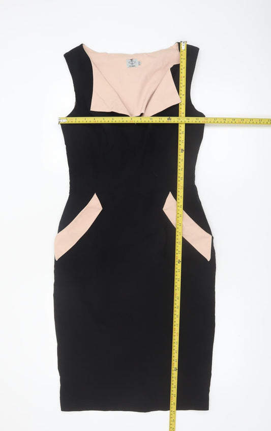 Diva Catwalk Women's Black Sheath Dress Size S Knee Length Sleeveless
