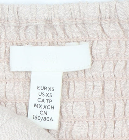 H&M Women Beige Spaghetti Strap Camisole Crop Top XS