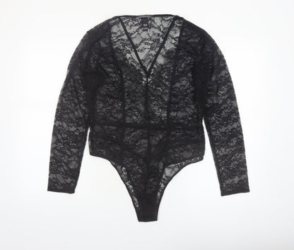 Victoria's Secret Women's Black Lace Long Sleeve Bodysuit XL