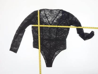 Victoria's Secret Women's Black Lace Long Sleeve Bodysuit XL