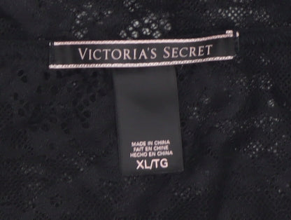 Victoria's Secret Women's Black Lace Long Sleeve Bodysuit XL