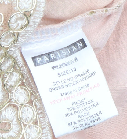 Parisian Women Beige Embroidered Halter Playsuit Size 10