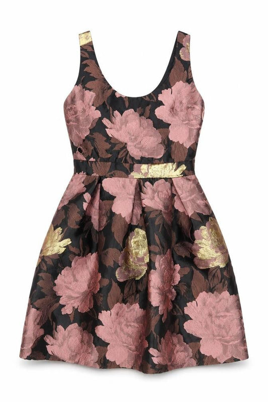 Front view of Miss Selfridge Women's Multicoloured Floral Fit & Flare Dress, size 12