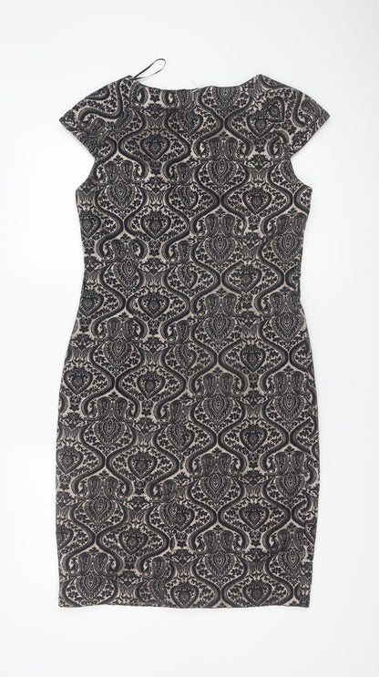 Next Women’s Black Geometric Sheath Dress Size 14