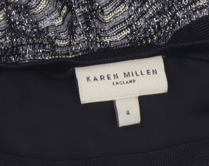 Karen Millen Womens Black Geometric Fit & Flare Dress Size 8