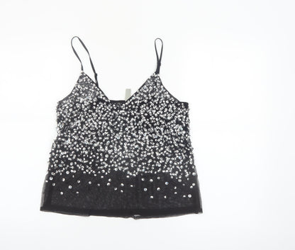 ASOS Women's Black Sequin Camisole Tank Top Size 8 Party Wear