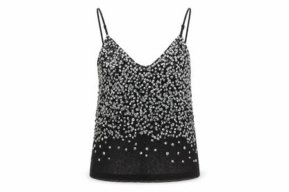 ASOS Women's Black Sequin Camisole Tank Top Size 8 Party Wear