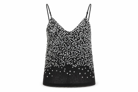 ASOS Women's Black Sequin Camisole Tank Top Size 8 Party Wear