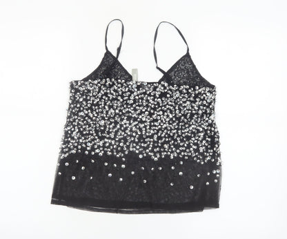 ASOS Women's Black Sequin Camisole Tank Top Size 8 Party Wear
