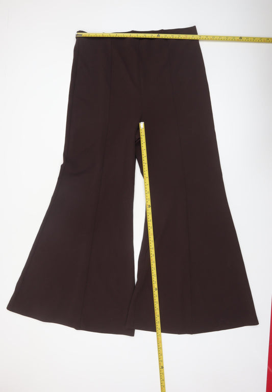 River Island Women Brown Flared Stretch Ponte Trousers Size 18