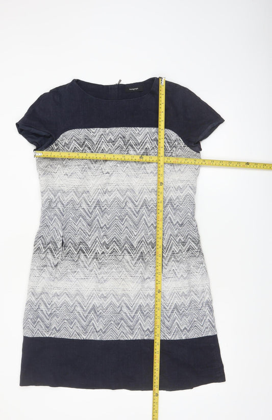 Marks and Spencer Women’s Blue Shift Dress Size 14 Chevron Pattern