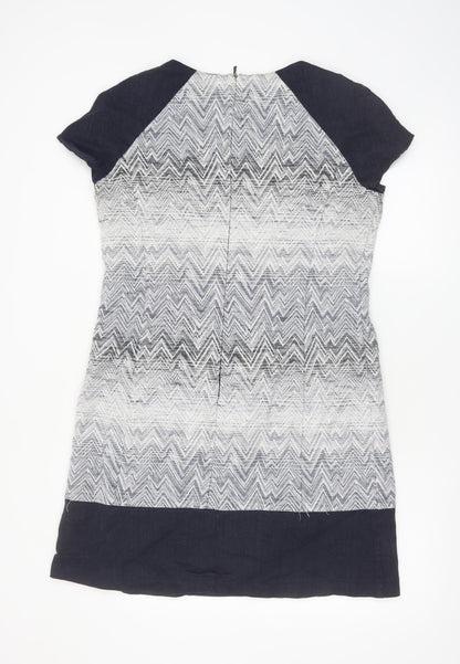 Marks and Spencer Women’s Blue Shift Dress Size 14 Chevron Pattern