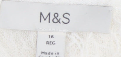 Marks and Spencer Women Ivory Lace Long Sleeve Blouse Size 16