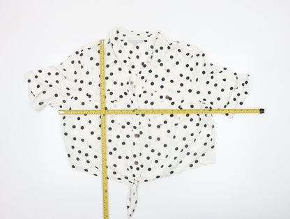 Red Herring Women White Polka Dot Cropped Blouse Size 20