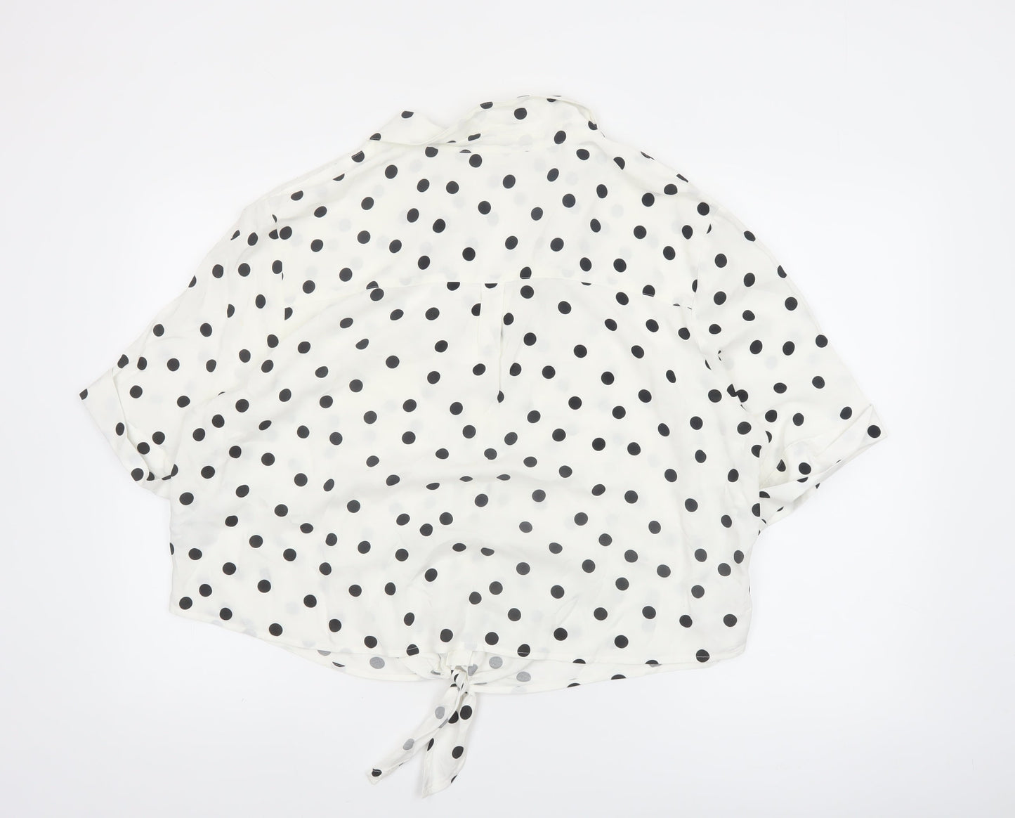 Red Herring Women White Polka Dot Cropped Blouse Size 20