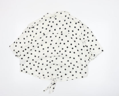 Red Herring Women White Polka Dot Cropped Blouse Size 20