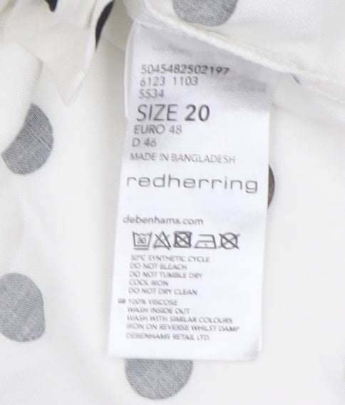 Red Herring Women White Polka Dot Cropped Blouse Size 20