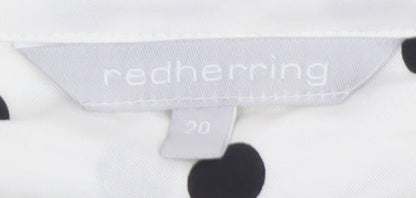 Red Herring Women White Polka Dot Cropped Blouse Size 20