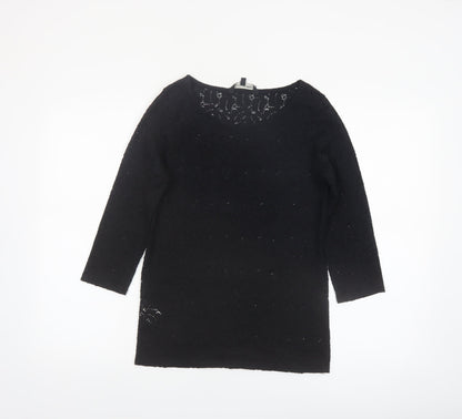 Laura Ashley Women's Black Lace Tunic Blouse UK 12