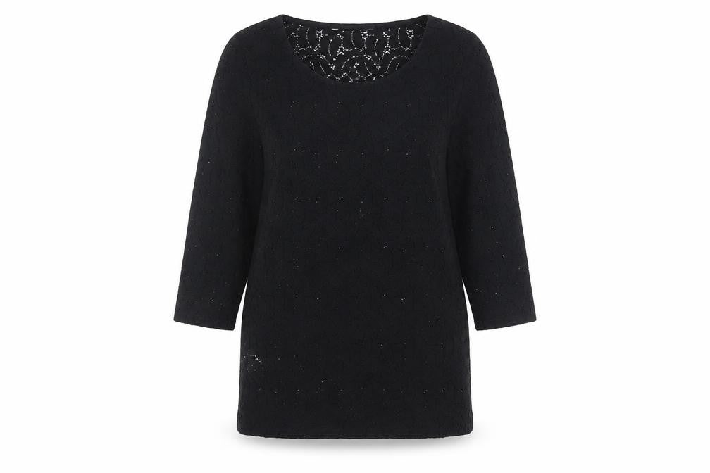 Laura Ashley Women's Black Lace Tunic Blouse UK 12