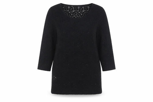 Laura Ashley Women's Black Lace Tunic Blouse UK 12