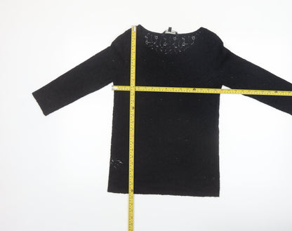 Laura Ashley Women's Black Lace Tunic Blouse UK 12