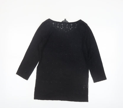 Laura Ashley Women's Black Lace Tunic Blouse UK 12