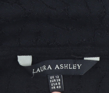 Laura Ashley Women's Black Lace Tunic Blouse UK 12