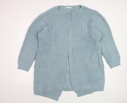 Cotton Traders Women's Blue Size 22 Chunky Knit Open Front Cardigan
