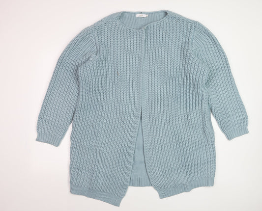 Cotton Traders Women's Blue Size 22 Chunky Knit Open Front Cardigan