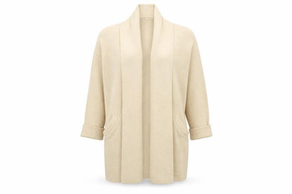 Jack Wills Women’s Beige Knit Long Cardigan Size 10 Open Shawl Collar