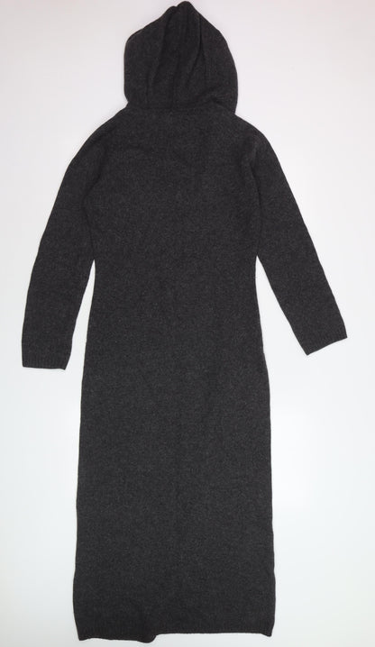 Fenn Wright & Manson Women Grey Wool Blend Hooded Jumper Dress S