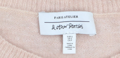 & Other Stories Women’s Pink Mohair Wool Crew Neck Jumper Small