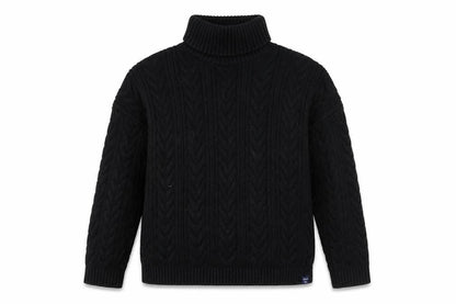 Superdry Womens Black Cable-Knit Roll Neck Jumper UK 10