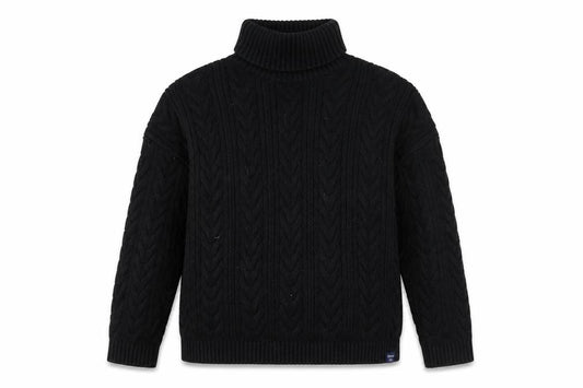 Superdry Womens Black Cable-Knit Roll Neck Jumper UK 10