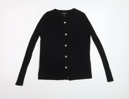 QED London Women's Black Knit Button Cardigan Size S