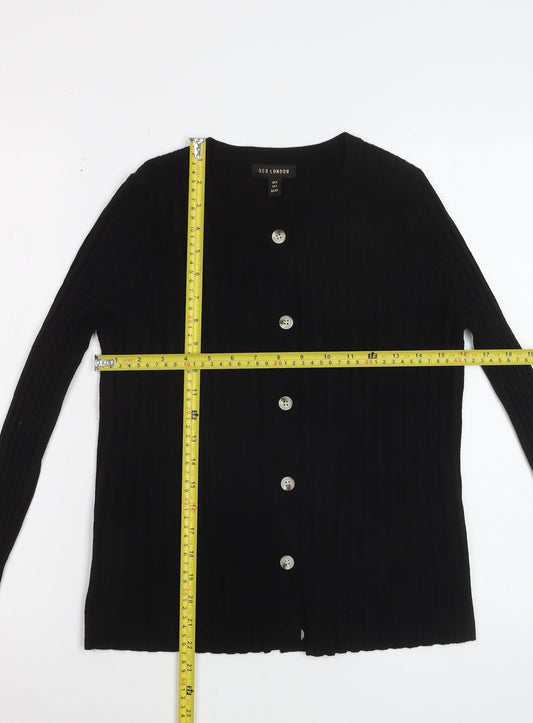 QED London Women's Black Knit Button Cardigan Size S
