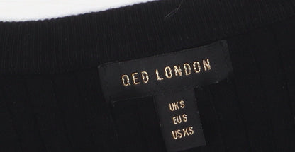 QED London Women's Black Knit Button Cardigan Size S