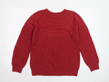 Crew Clothing Company Womens Red Knit Jumper Size 14 Wool Blend